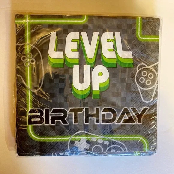 Level Up Paper Party Napkins - 6 1/2" x 6 1/2" | Pack of 16 - 2 Ply - Picture 3 of 7